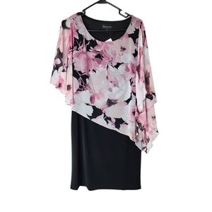 Connected Sheath Dress with Cape Overlay Size 10 New